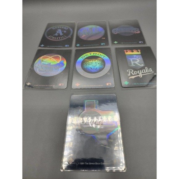 Baseball Holographic Team Logo Stickers lot of 7 Sticker Cards - Picture 1 of 4